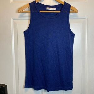 Vineyard Vines Linen Navy Blue Tank Top with Classic Style Size XS Semi-Sheer